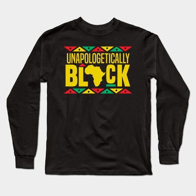 Unapologetically Black (Yellow Text) Long Sleeve T-Shirt by DetourShirts